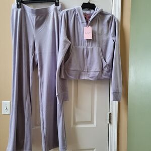 Juicy Couture Velour Lavender Haze Tracksuit 2 Pc Set Hoodie & Pants Size L